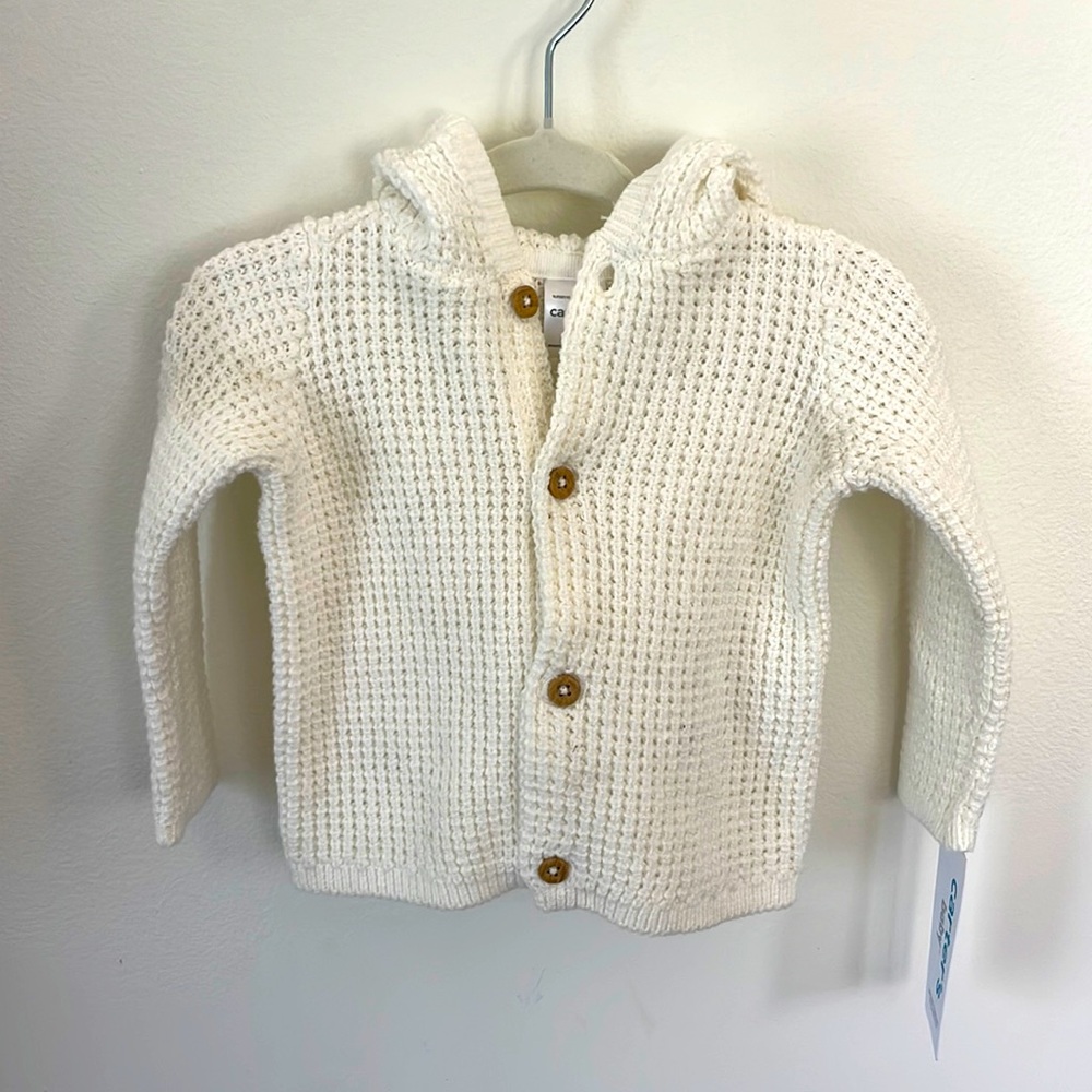 Baby hooded cardigan- white- 6 months- NWT